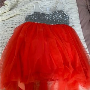White, Grey, and Orange, Sunny Fashion Dress.